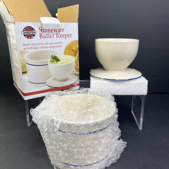 Stoneware Butter Keeper Norpo Stays Fresh Up To 30 Days Without Refrigeration CN - Picture 2 of 6